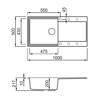 ELLECI - Mosogatótálca Easy 480 100x50 Granitek egymedence + csepptálca G39 Bianco soft