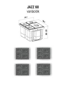 EKOTECH - Beépíthető hulladékgyűjtő JAZZ 60 - 2x15 liter+3x7 liter